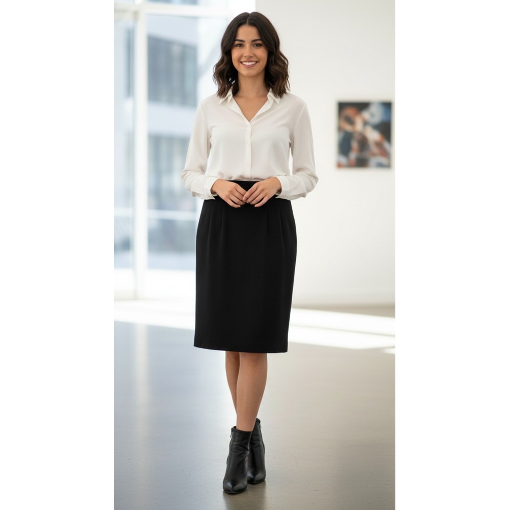 The‎ Very Thing Mini Pencil Skirt Womens 8 Petite Black Wool Stretch Minimalist